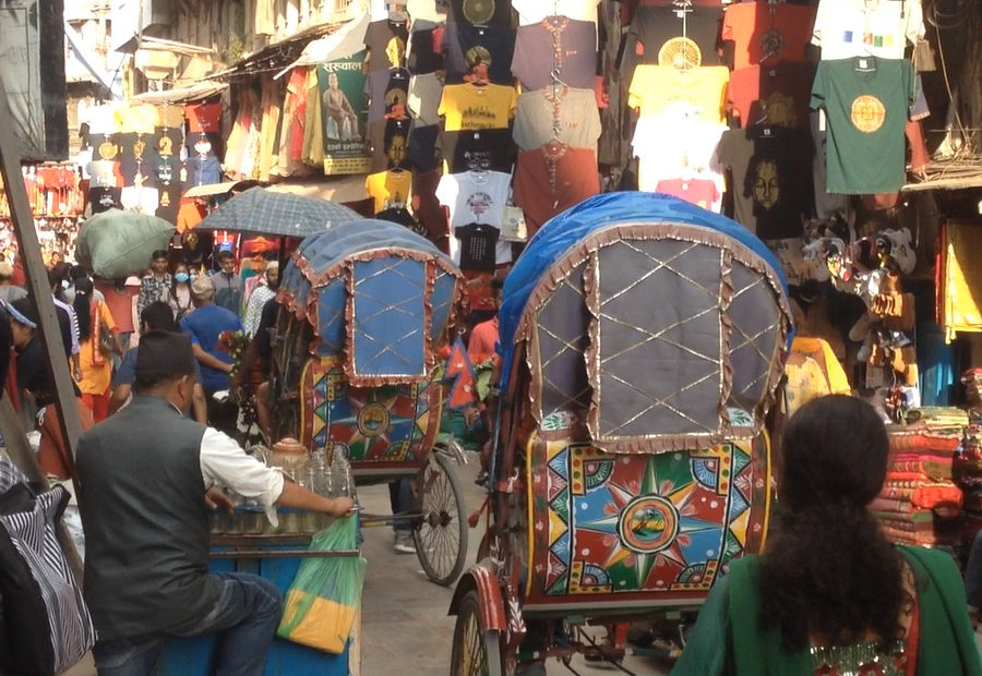 Rickshaw en direction de Thamel